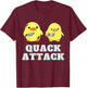Quack Attack By Angry Green and Yellow Duck T-Shirt - T-Shirt | Maroon