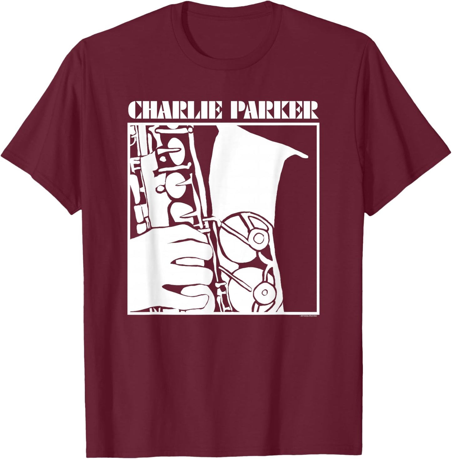 Charlie Parker Saxophone Illustration T-Shirt - T-Shirt | Maroon