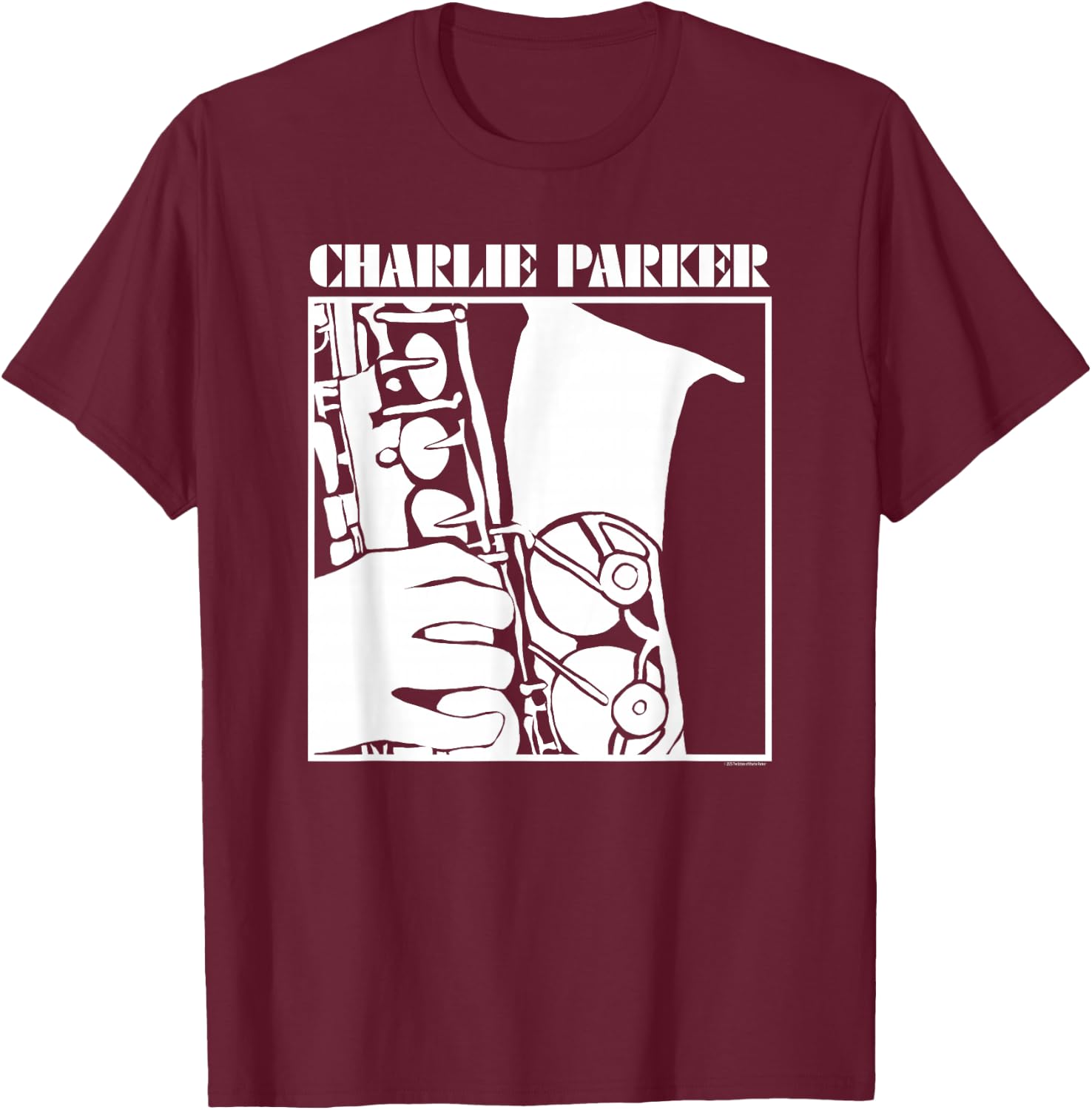 Charlie Parker Saxophone Illustration T-Shirt - T-Shirt | Maroon