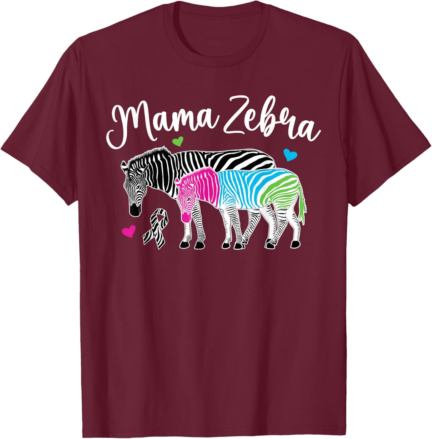 Mama Zebra Rare Disease Warrior Rare Disease Awareness T-Shirt - T-Shirt | Maroon