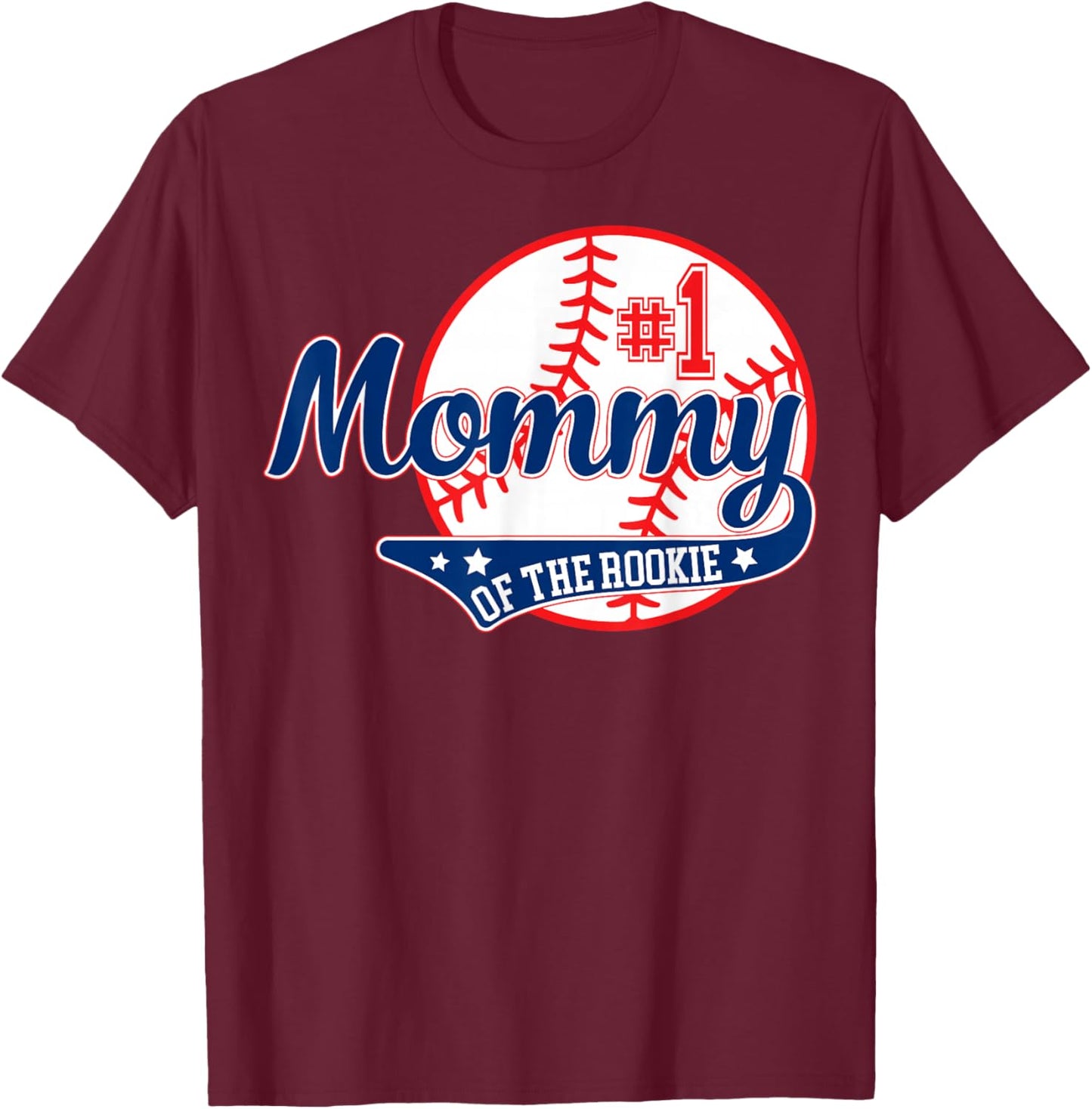 Mommy of Rookie 1st Birthday Baseball Theme Matching Party T-Shirt - T-Shirt | Maroon