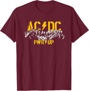 Offizielles AC/DC PWRUP Rock Musik Band Portrait Heavy Metal T-Shirt - T-Shirt | Maroon