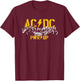 Offizielles AC/DC PWRUP Rock Musik Band Portrait Heavy Metal T-Shirt - T-Shirt | Maroon