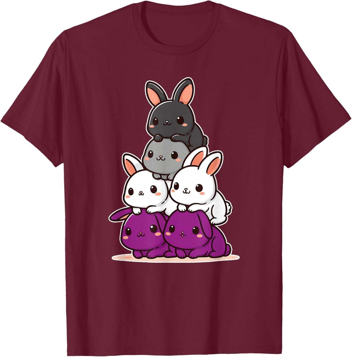 Rabbit Asexual Flag Pride Month Cute Rabbit Subtle LGBTQ T-Shirt - T-Shirt | Maroon