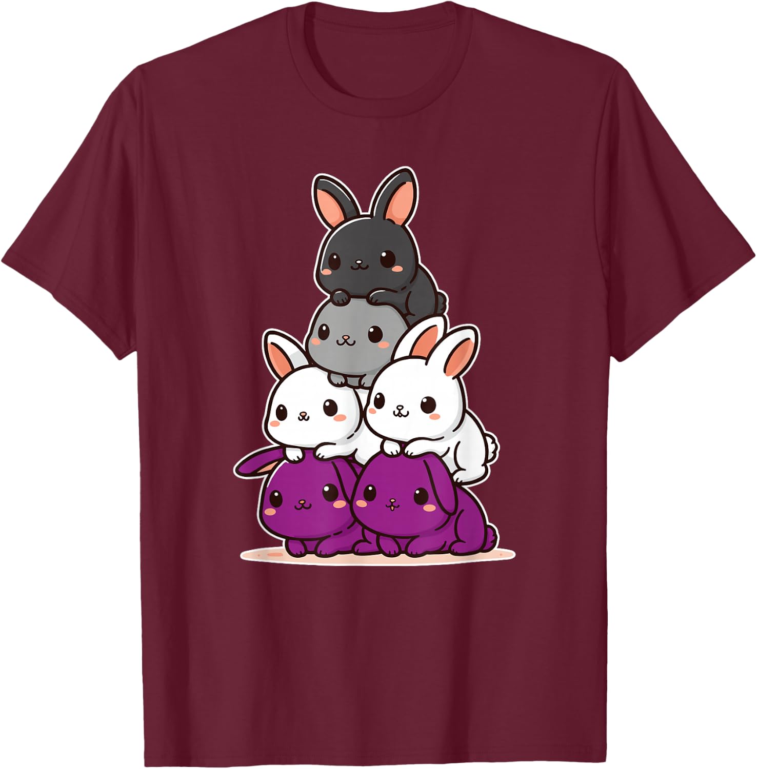 Rabbit Asexual Flag Pride Month Cute Rabbit Subtle LGBTQ T-Shirt - T-Shirt | Maroon