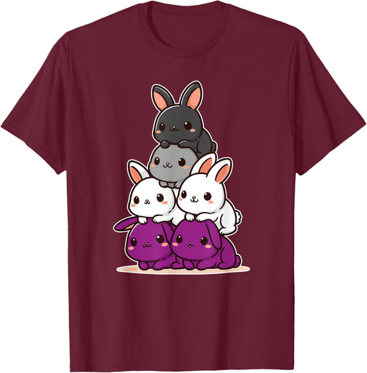 Rabbit Asexual Flag Pride Month Cute Rabbit Subtle LGBTQ T-Shirt - T-Shirt | Maroon