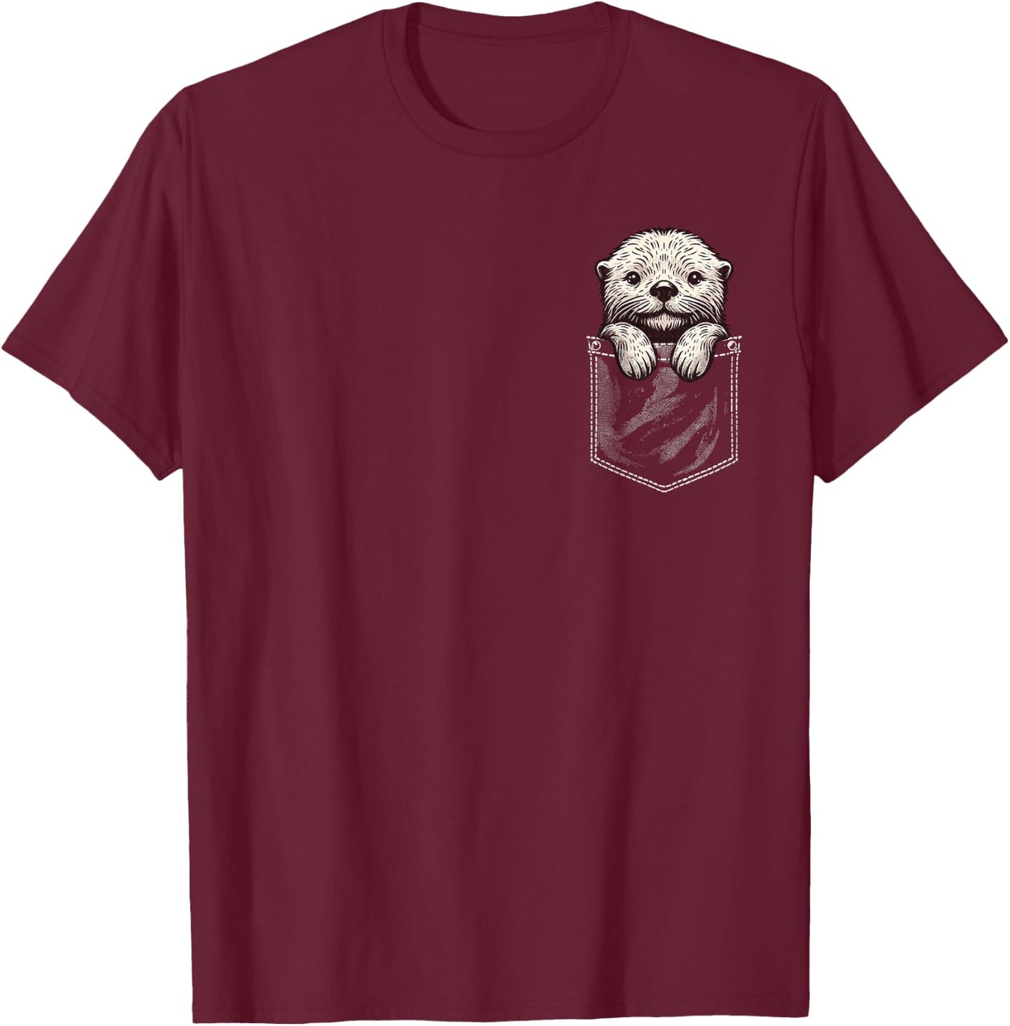Sea Otter In Pocket Funny Cute Sea Otter Lover T-Shirt - T-Shirt | Maroon