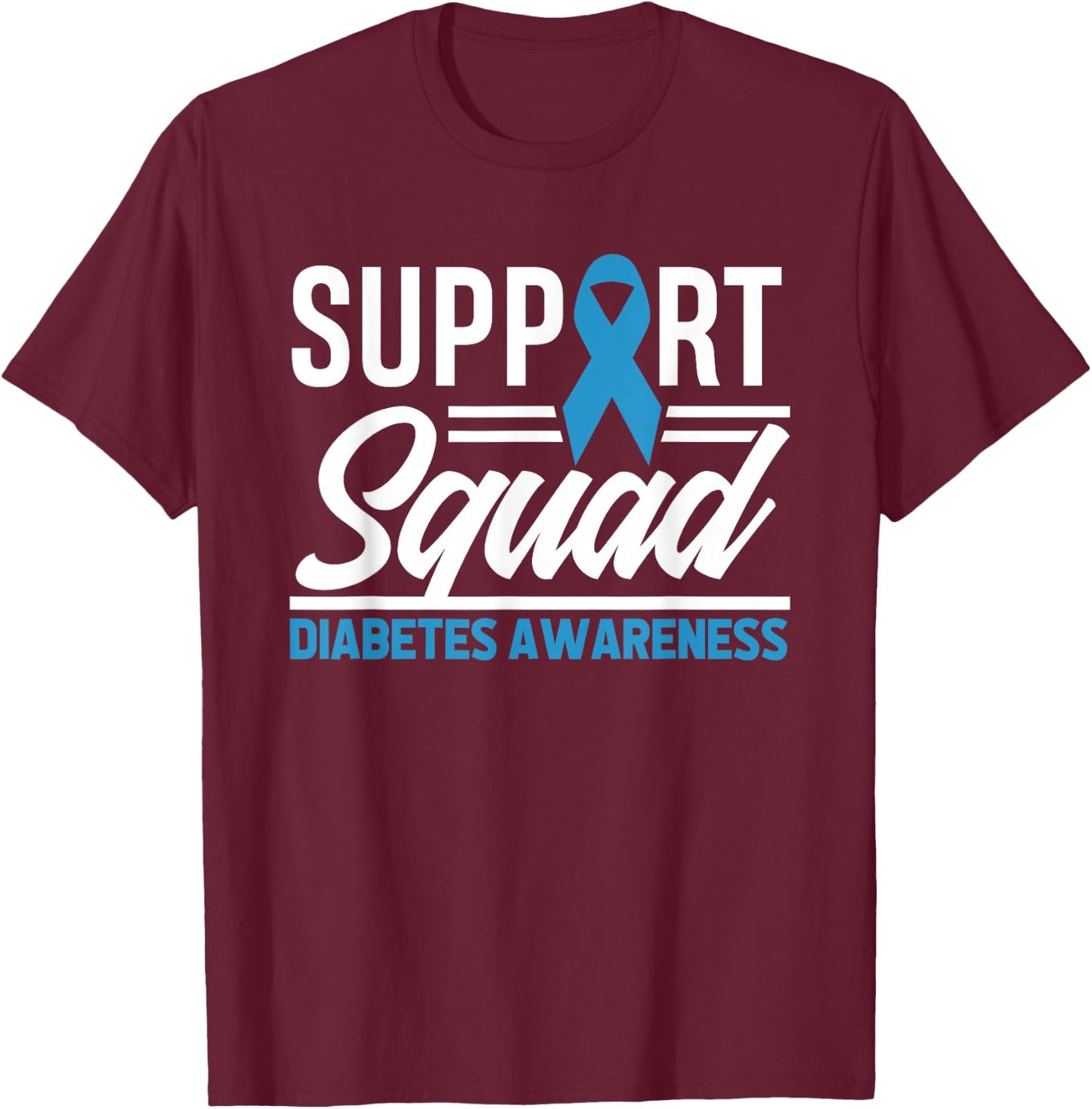 T1D T2D Warrior Support Squad Diabetes Awareness T-Shirt - T-Shirt | Maroon