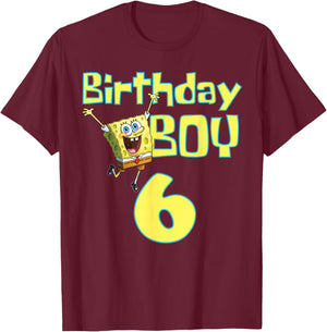Mademark x SpongeBob SquarePants - SpongeBob SquarePants Birthday Boy 6 T-Shirt - T-Shirt | Maroon