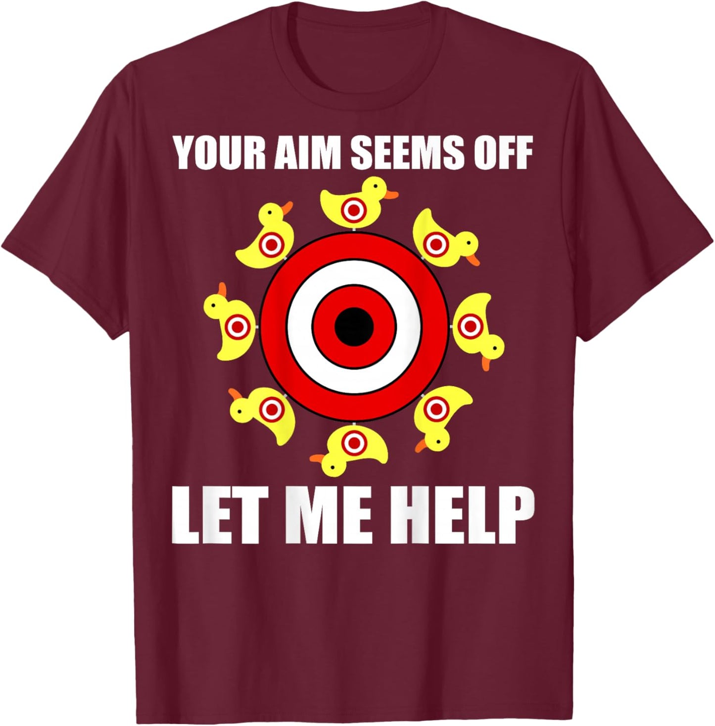Duck Target Training Novelty (Art on back of shirt) T-Shirt - T-Shirt | Maroon