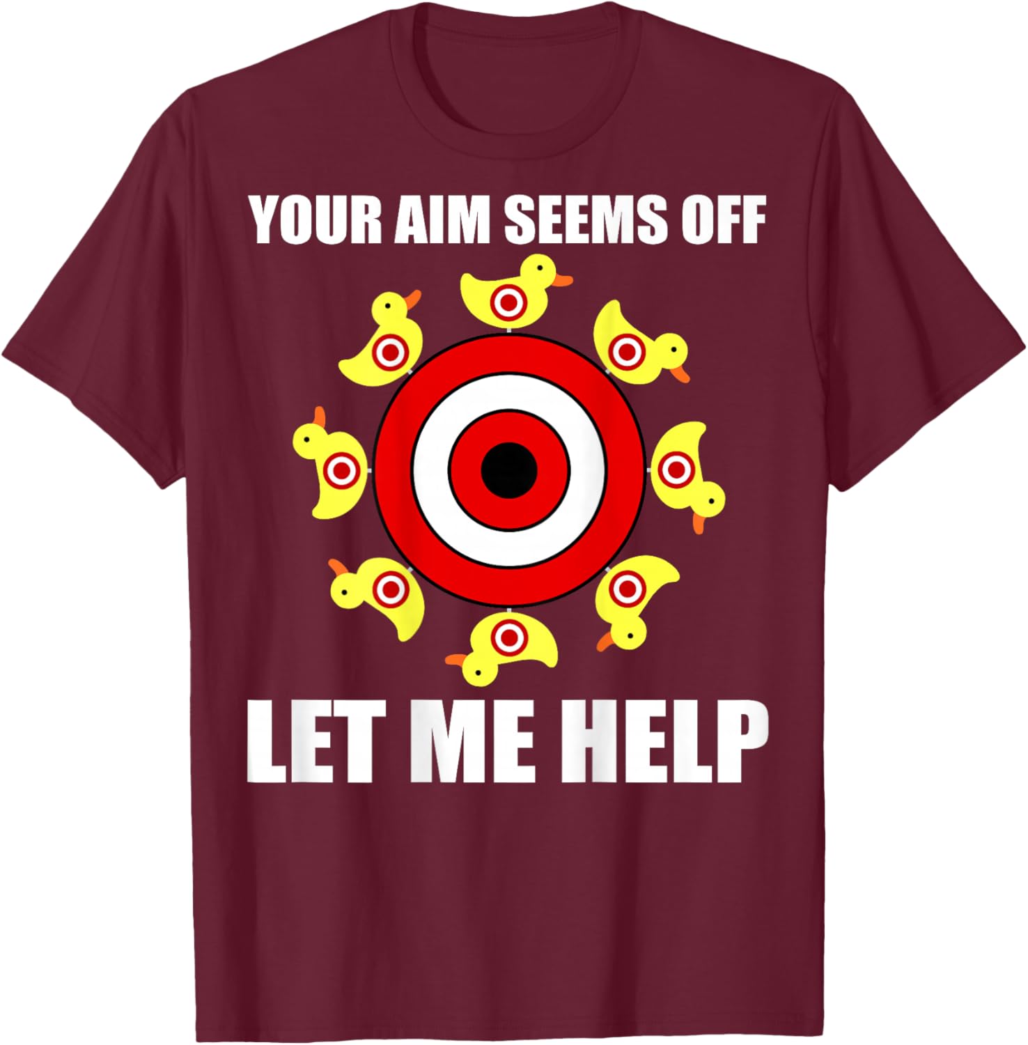Duck Target Training Novelty (Art on back of shirt) T-Shirt - T-Shirt | Maroon