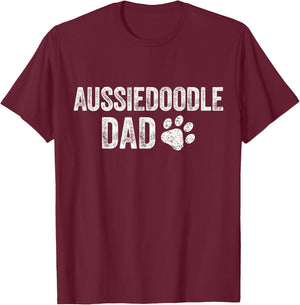 Retro Aussiedoodle Dad Papa Father's Day Aussie Doodle Lover T-Shirt - T-Shirt | Maroon