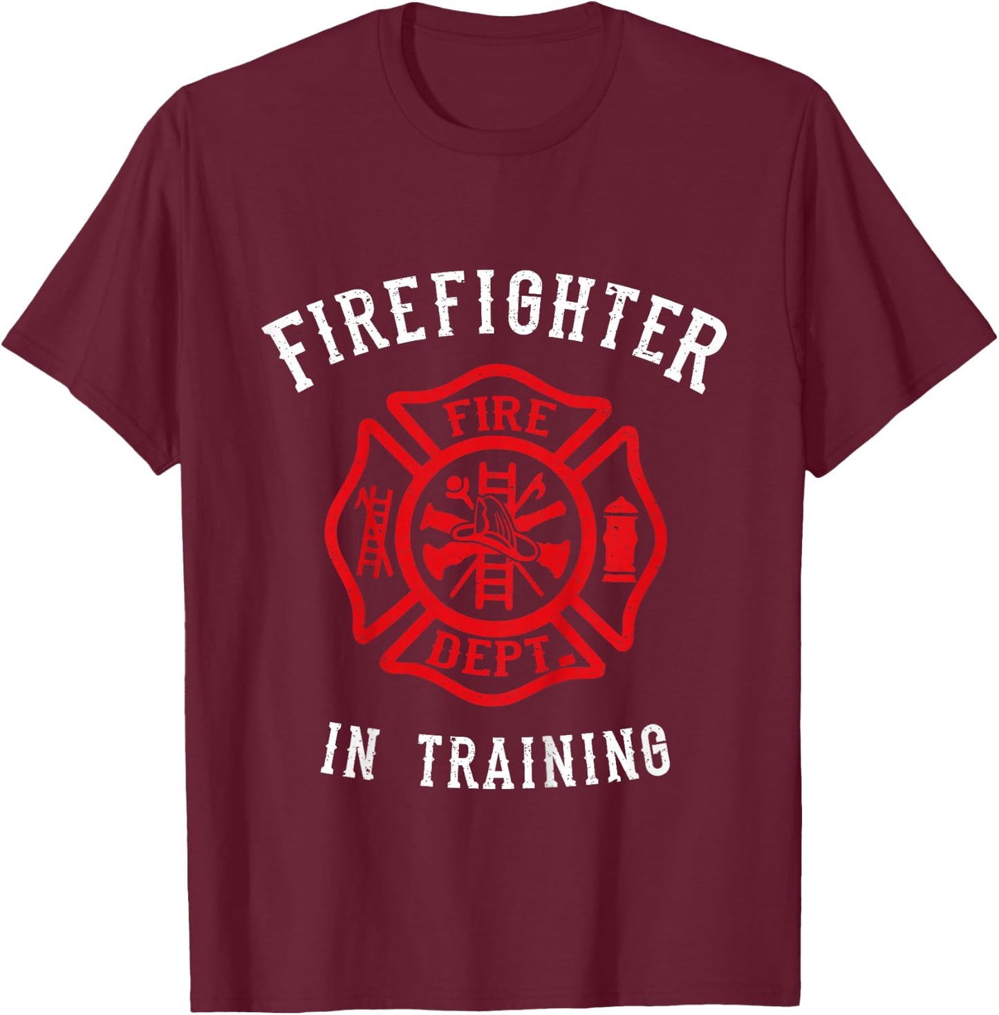 Firefighter for Kids Cute Toddler Fire Fighter T-Shirt - T-Shirt | Maroon