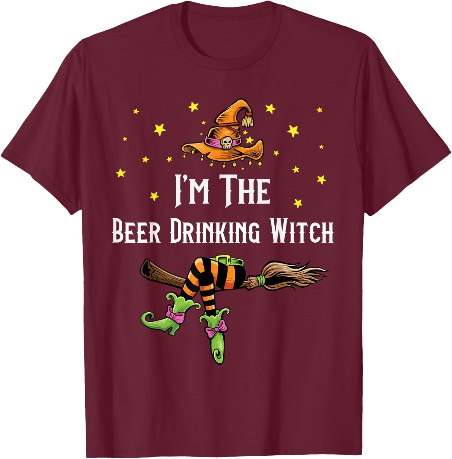 Im the Beer Drinking Witch Halloween Matching Group Costume T-Shirt - T-Shirt | Maroon