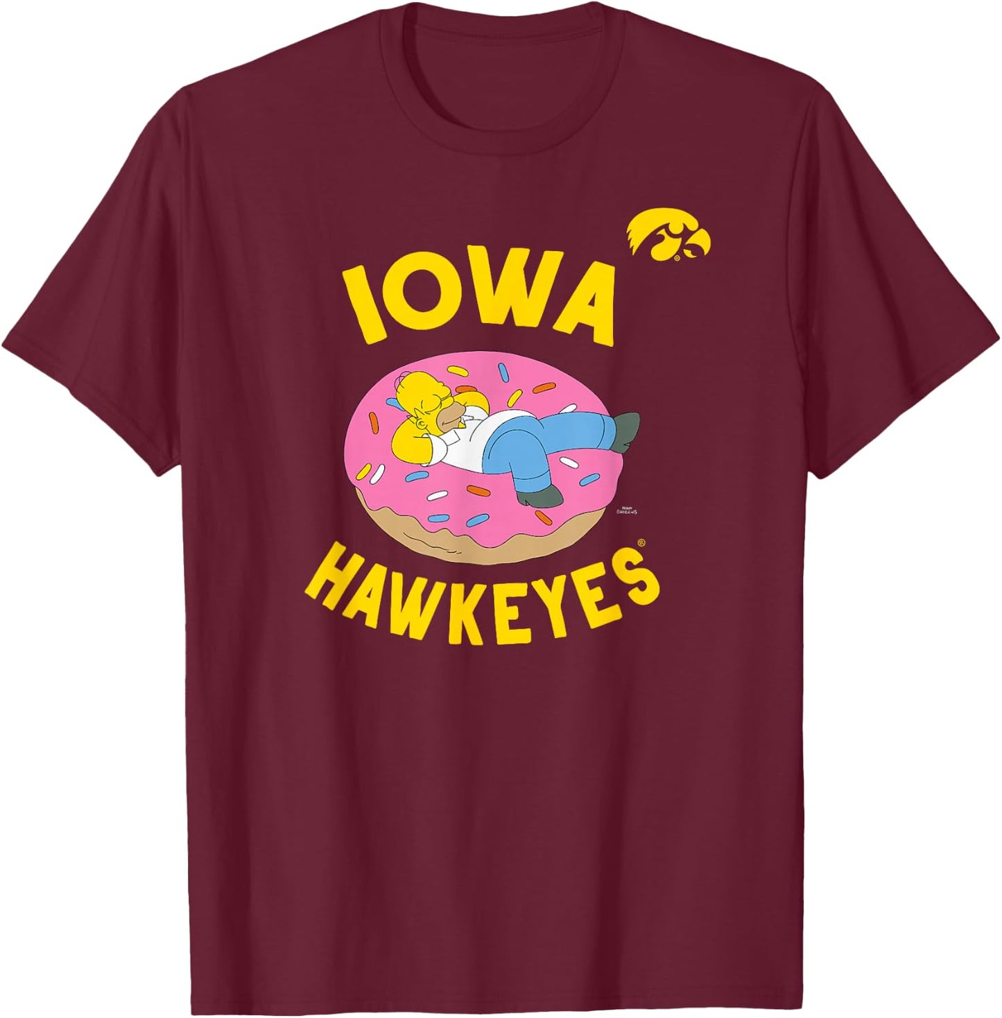 Iowa Hawkeyes Homer Simpson Donut Dark Gray T-Shirt - T-Shirt | Maroon