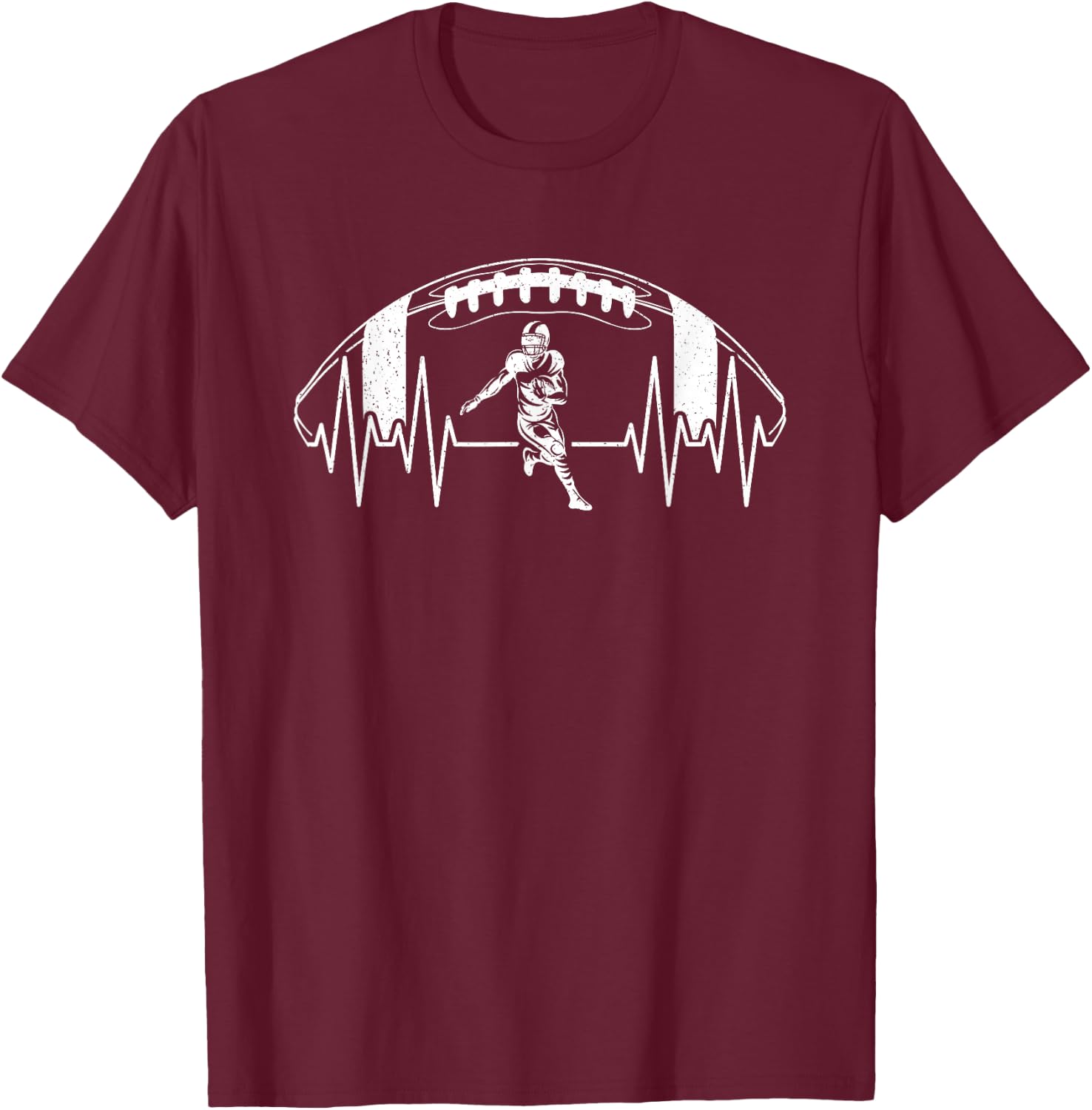 American Football Herzschlag Footballspieler Vintage Herren T-Shirt - T-Shirt | Maroon