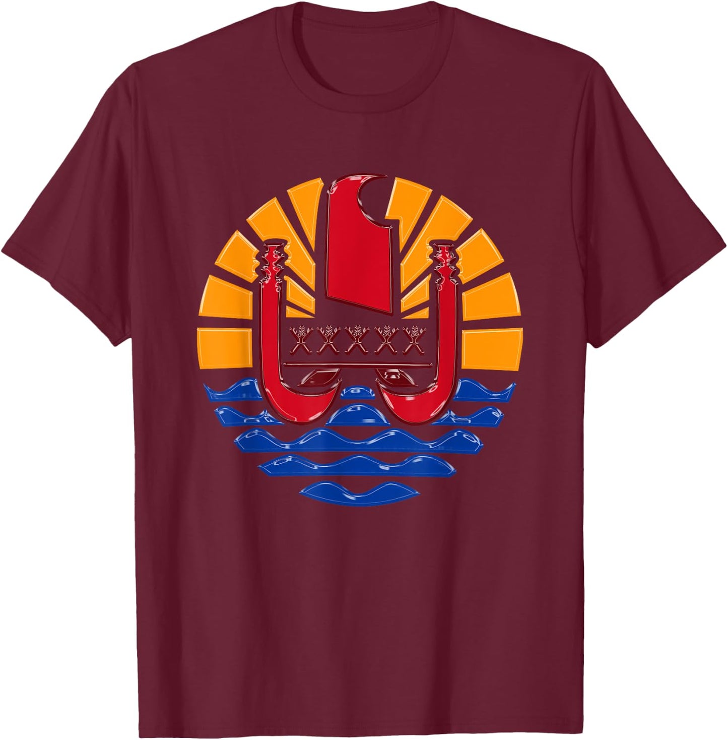 Flag Tahiti Emblem Polynesia Man Woman Child T-Shirt - T-Shirt | Maroon