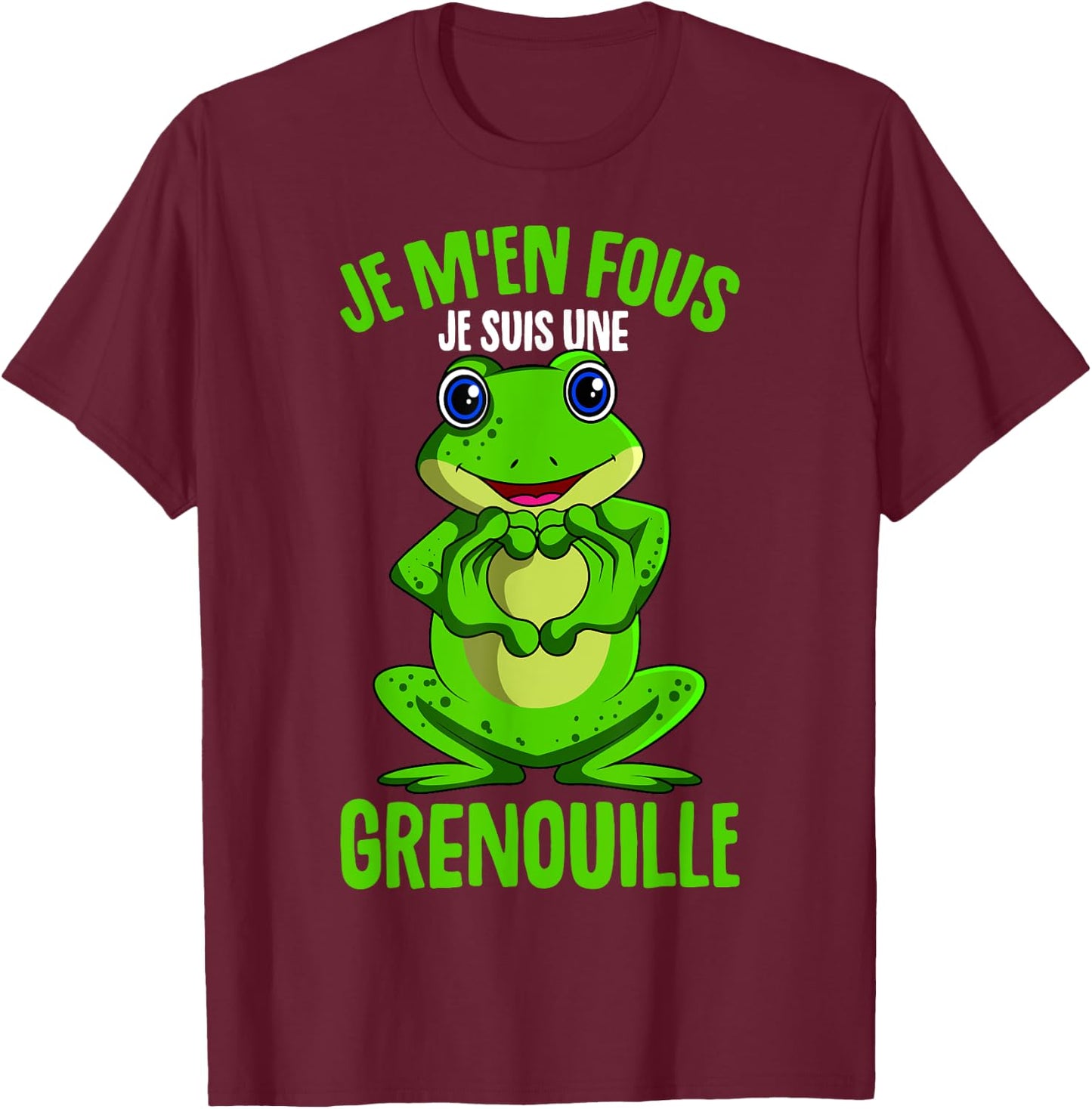 Je M'en Fous Je Suis Une Grenouille Woman Child , Black, S T-Shirt - T-Shirt | Maroon