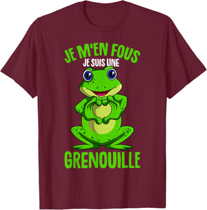Je M'en Fous Je Suis Une Grenouille Woman Child , Black, S T-Shirt - T-Shirt | Maroon