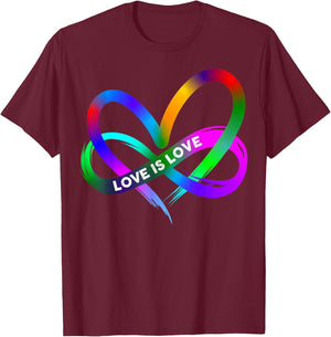 Pride Monat LGBT Straight Heart with Love Is Love , black T-Shirt - T-Shirt | Maroon