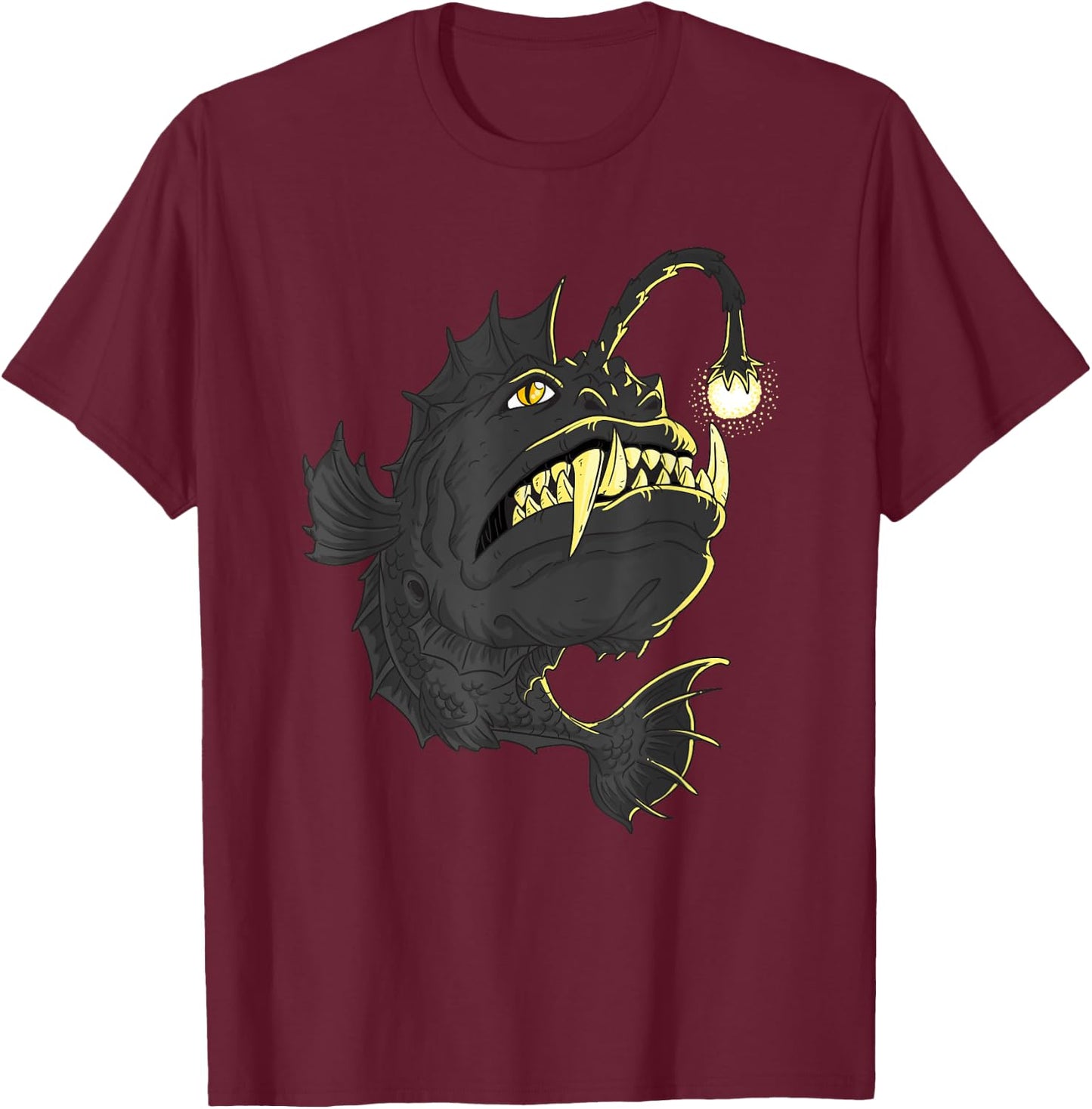 Angler Fish Deep Sea Fish T-Shirt - T-Shirt | Maroon