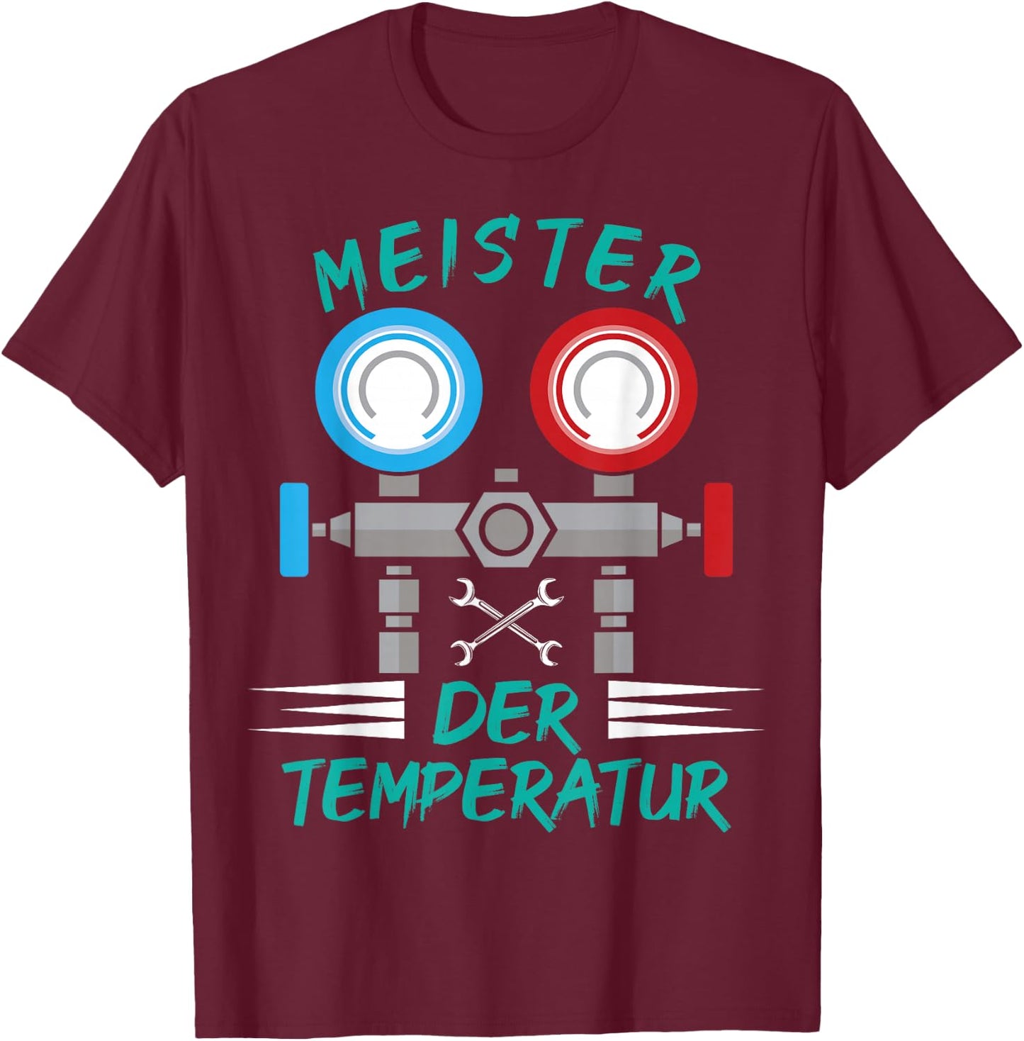 Kältetechniker Klimatechniker Kältetechnikmeister Meister der Temperatur , Herren, Schwarz, S, Kurzarm, , Sommer, Herbst T-Shirt - T-Shirt | Maroon