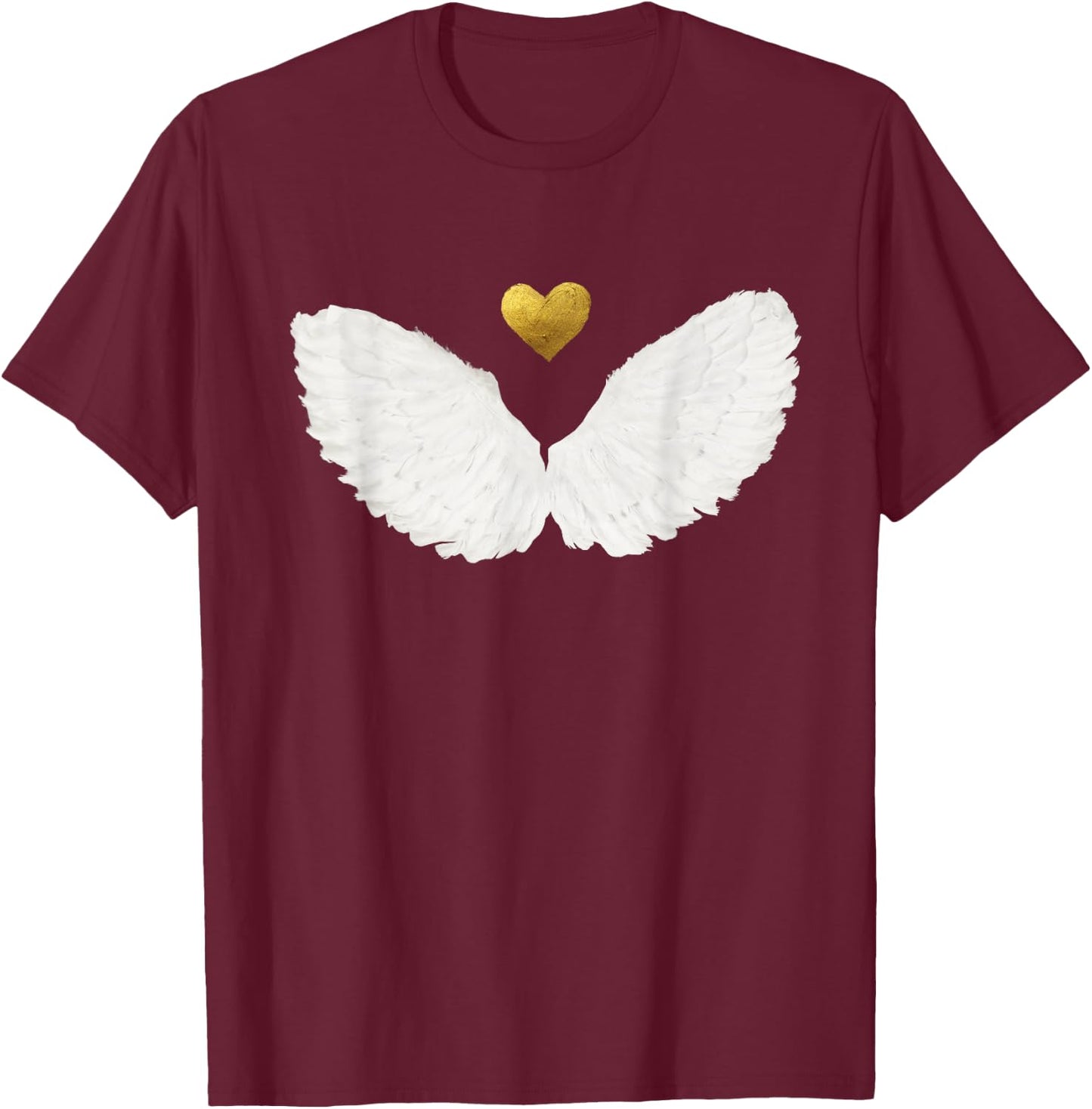 Angel wings gold heart T-Shirt - T-Shirt | Maroon