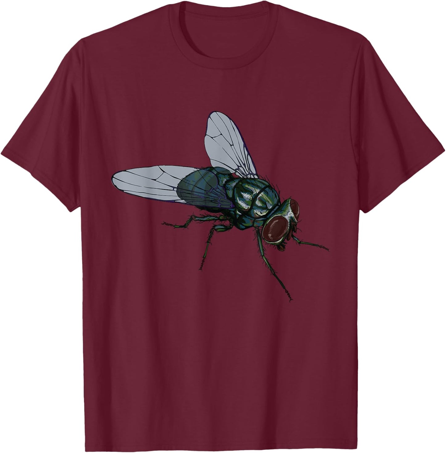 CRUDO Fly Common House Fly Insect -Adults & Kids Black Cotton 60%, Polyester 40% Short Sleeve T-Shirt - T-Shirt | Maroon