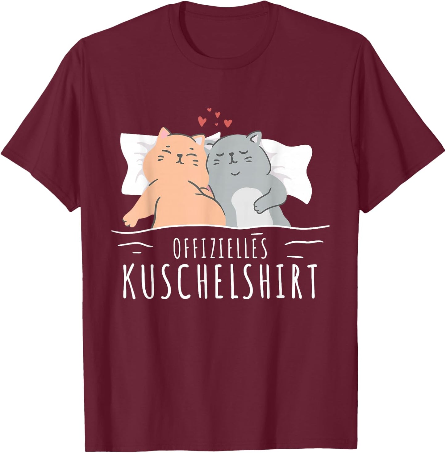 Cat Pyjamas Couple Official Cuddly Shirt Cat , black T-Shirt - T-Shirt | Maroon