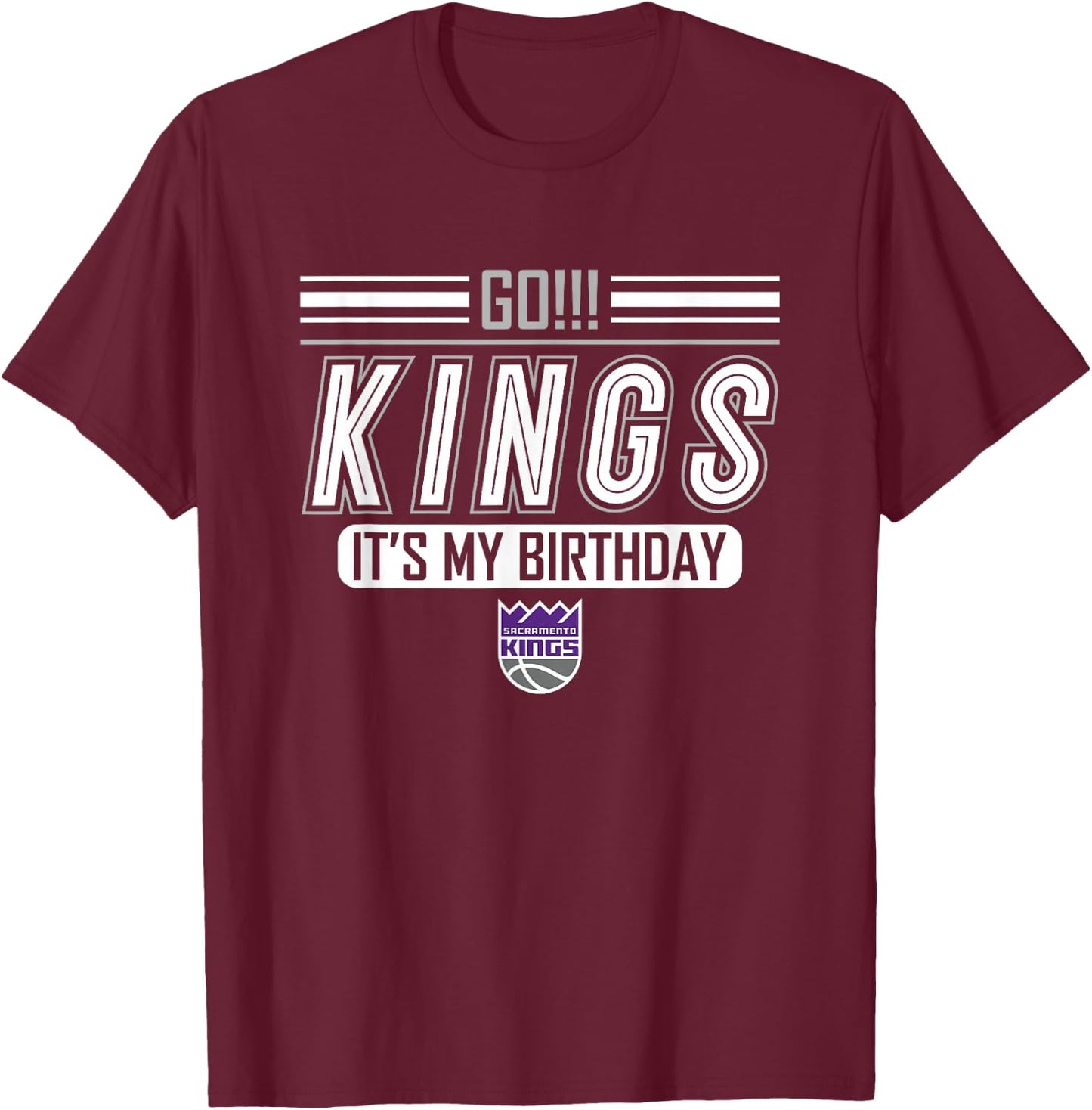 NBA Birthday Go Sacramento Kings My Birthday Logo T-Shirt - T-Shirt | Maroon