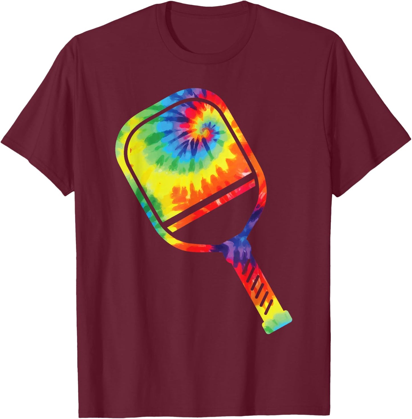Pickleball Paddle Tie Dye Retro 80s 90s T-Shirt - T-Shirt | Maroon