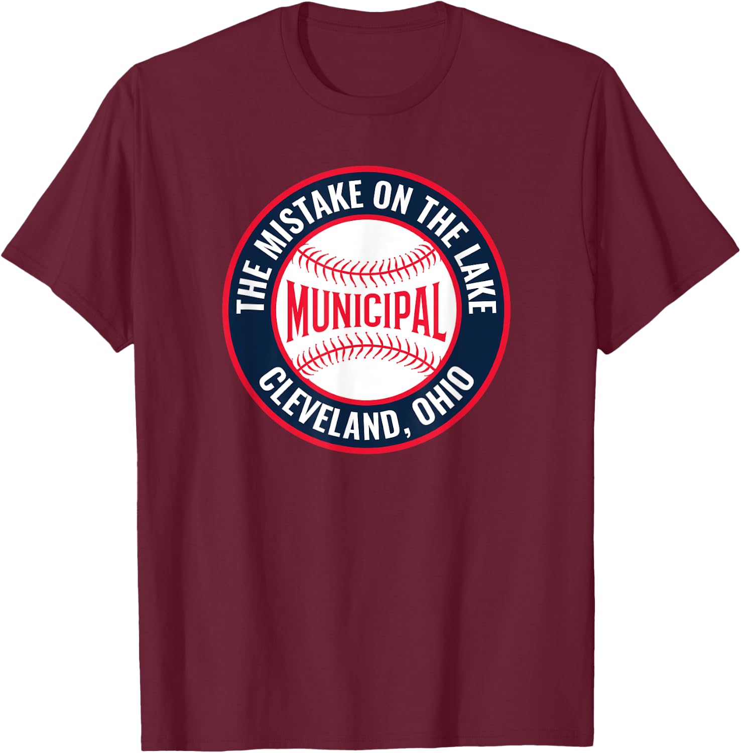 Cleveland Municipal Stadium Baseball T-Shirt - T-Shirt | Maroon