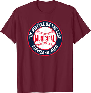 Cleveland Municipal Stadium Baseball T-Shirt - T-Shirt | Maroon