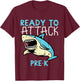 Kids Shark Ready To Attack Pre-K Funny Prek First Day School Boys T-Shirt - T-Shirt | Maroon