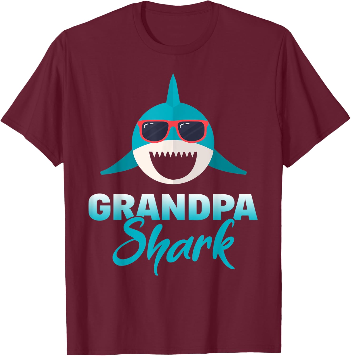 Grandpa Shark Wearing Cool Sunglasses Grandpa Gift T-Shirt - T-Shirt | Maroon