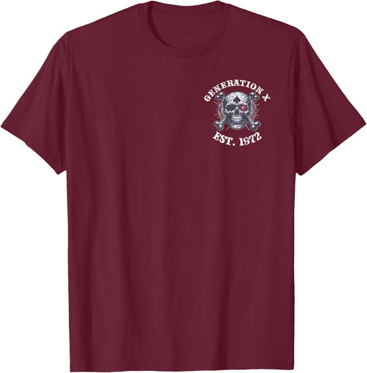 (2 Sided) Generation X EST 1972 Black Sheep of My Family T-Shirt - T-Shirt | Maroon
