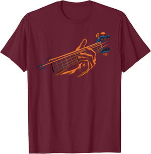 Guitar Lovers Stylized Band Artistic Guitar T-Shirt - T-Shirt | Maroon