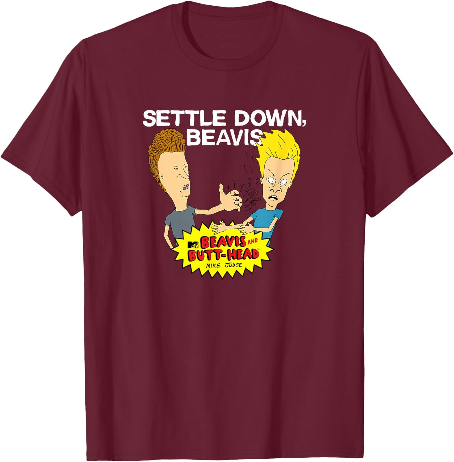 Beavis and Butthead - Settle Down T-Shirt - T-Shirt | Maroon