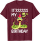 5th Birthday snake Party 5 Year Old snake lover B-day T-Shirt - T-Shirt | Maroon