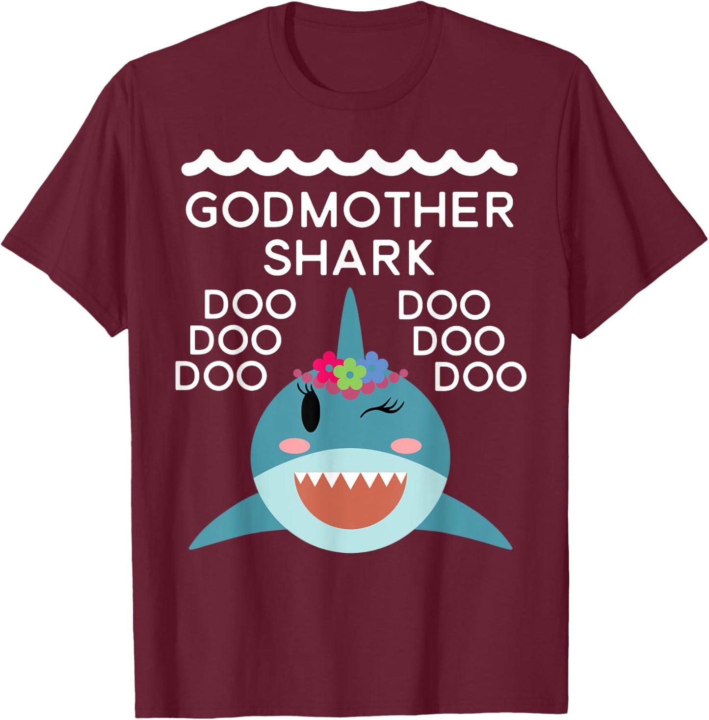 Godmother Shark shirt Matching Family Shirts Shark T-Shirt - T-Shirt | Maroon