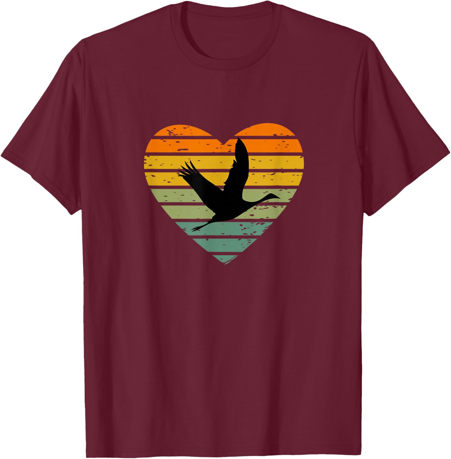 Ich liebe Kranich im Flug Vogel Ornithologe Zugvogel Kranich T-Shirt - T-Shirt | Maroon