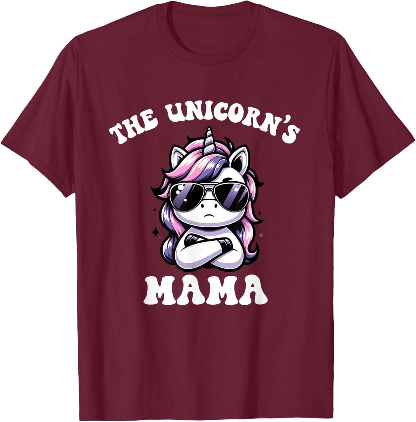 Cute Kawaii Unicorn Birthday Mama Mom T-Shirt - T-Shirt | Maroon