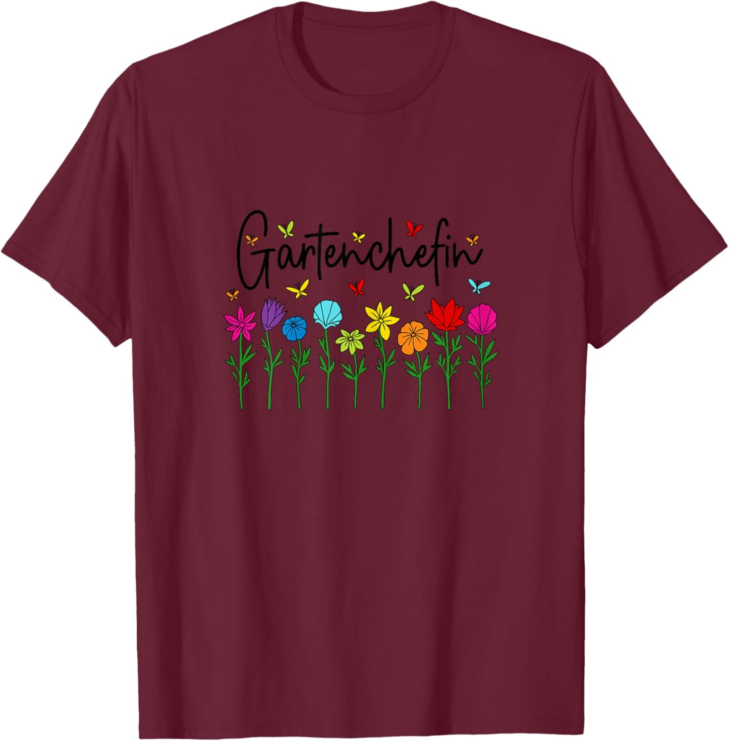 with German Text, gray T-Shirt - T-Shirt | Maroon