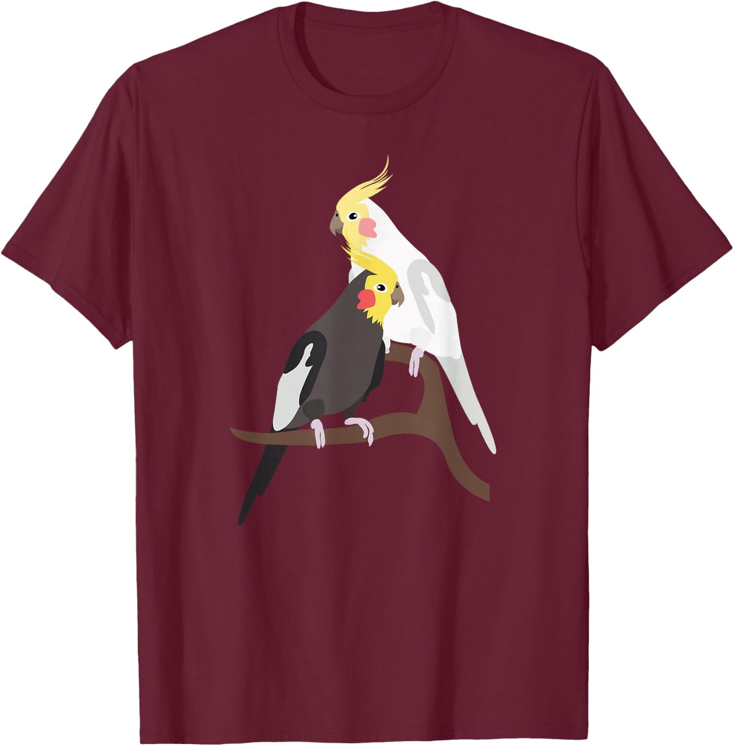Nymphensittich Vogelpaar T-Shirt - T-Shirt | Maroon