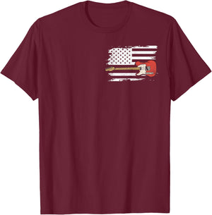 Lets Rock Rock n Roll Guitar Retro USA Flag Music T-Shirt - T-Shirt | Maroon