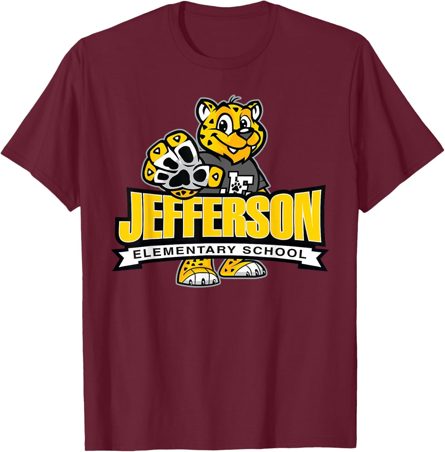 Jefferson Emementary - Jake the Jaguar Je-420 T-Shirt - T-Shirt | Maroon