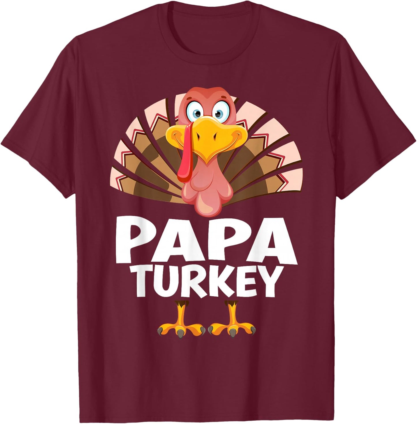Thanksgiving Papa Turkey Matching Pajama T-Shirt - T-Shirt | Maroon