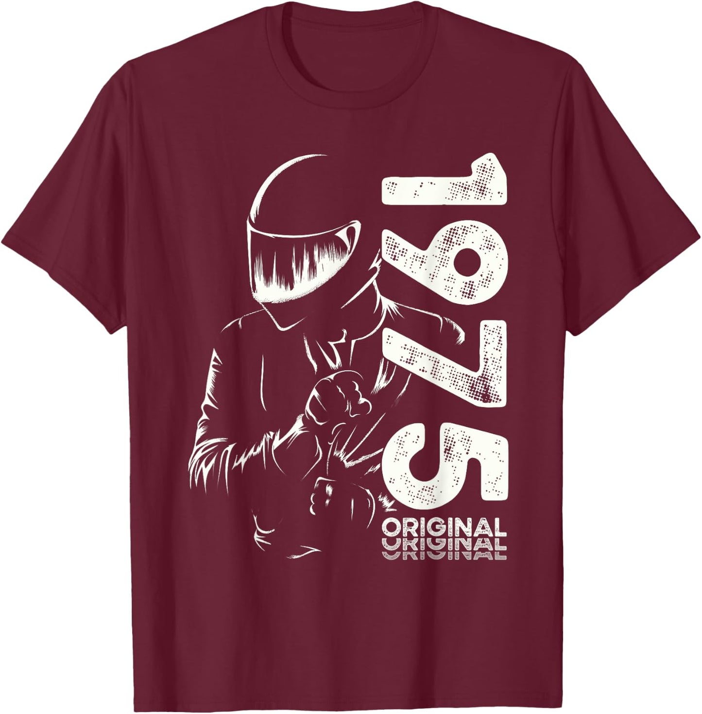 50th Birthday Man Motorcycle Biker Biker 1975 , Black, S T-Shirt - T-Shirt | Maroon