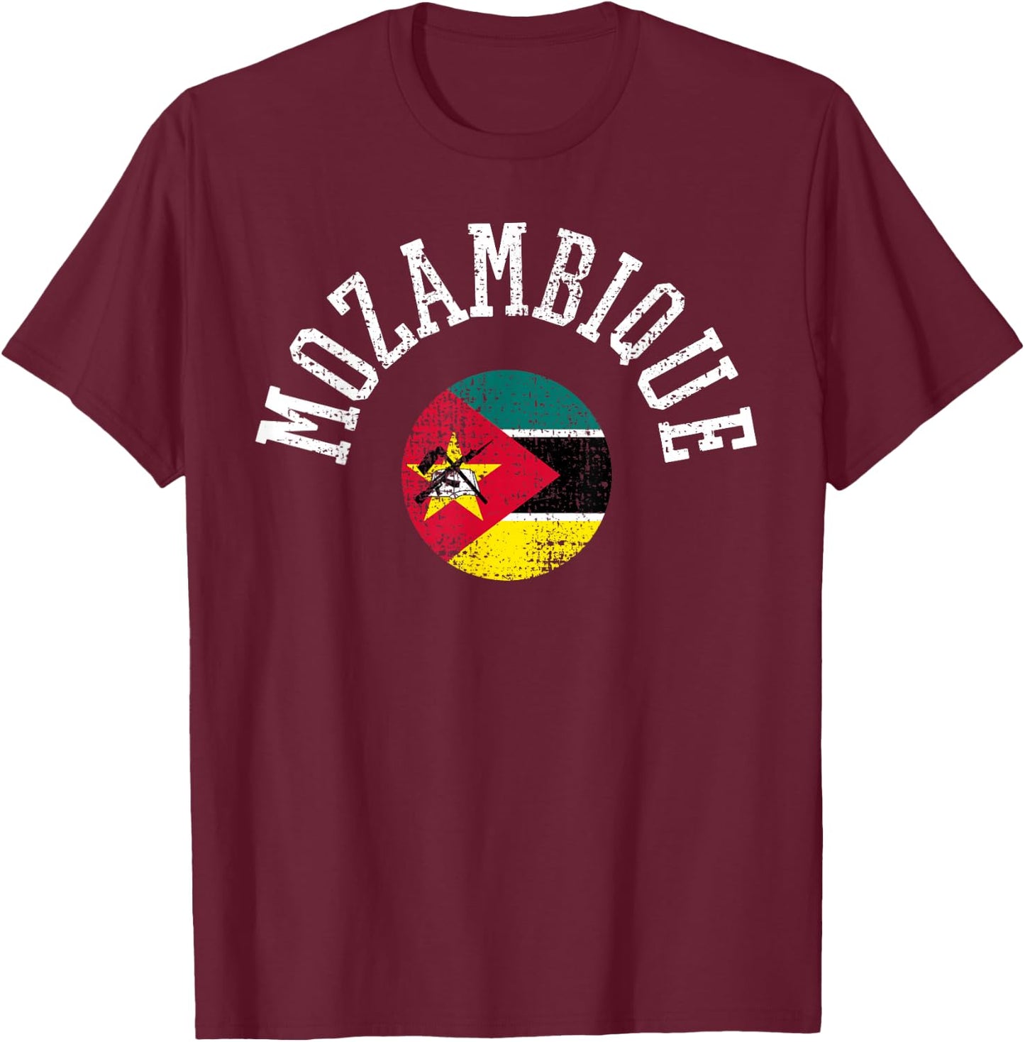 Mozambique Flag Vintage Retro Sports National Africa T-Shirt - T-Shirt | Maroon