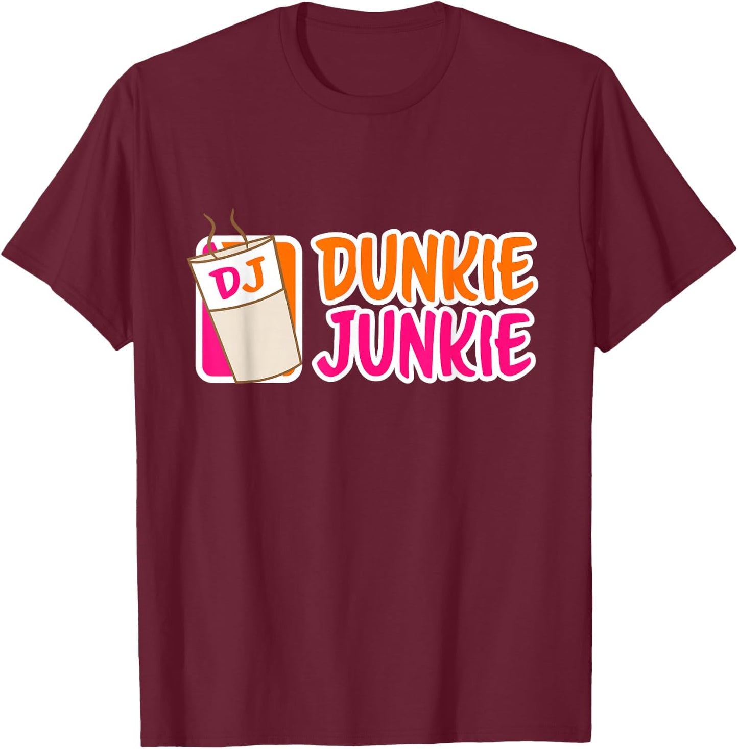 Donut and coffee lover Dunkie Junkie Short Sleeve T-Shirt - T-Shirt | Maroon